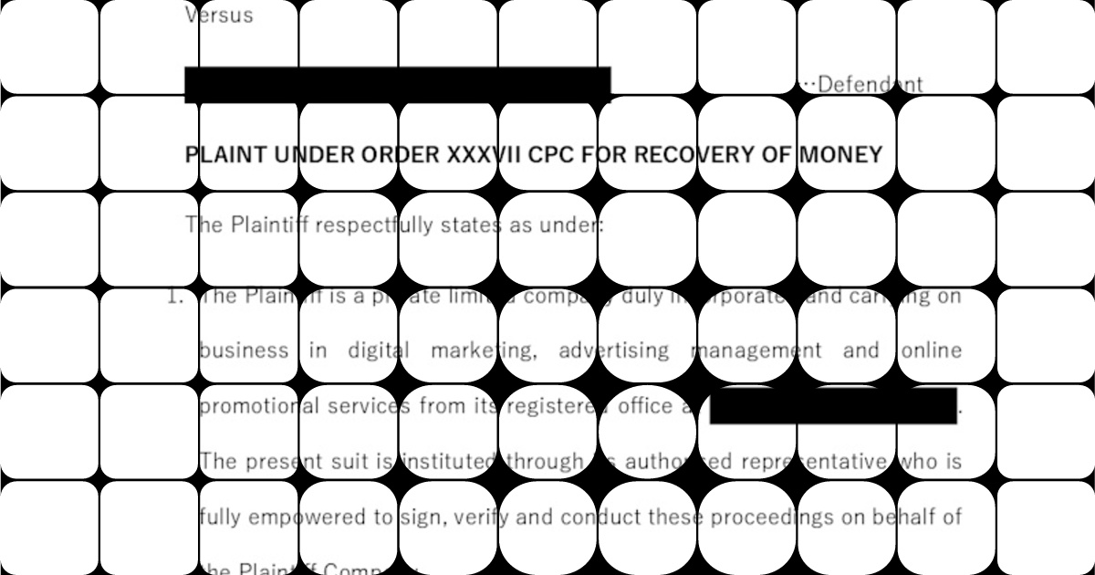 Drafted a Summary Suit under Order XXXVII of the Code of Civil ...
