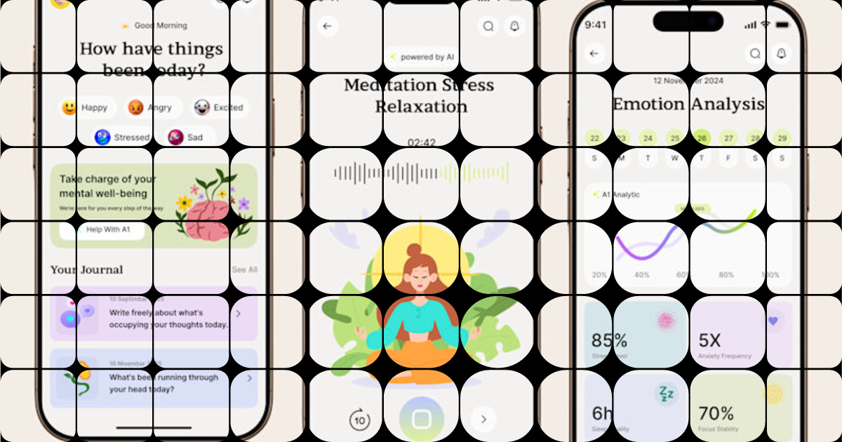 AI-Powered Mental Wellness Mobile App UI Hello, Everyone! 👋 AI-Powered ...