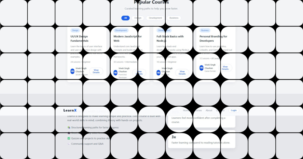 LearnX – Frontend & UI Practice Project I designed and built a learning ...