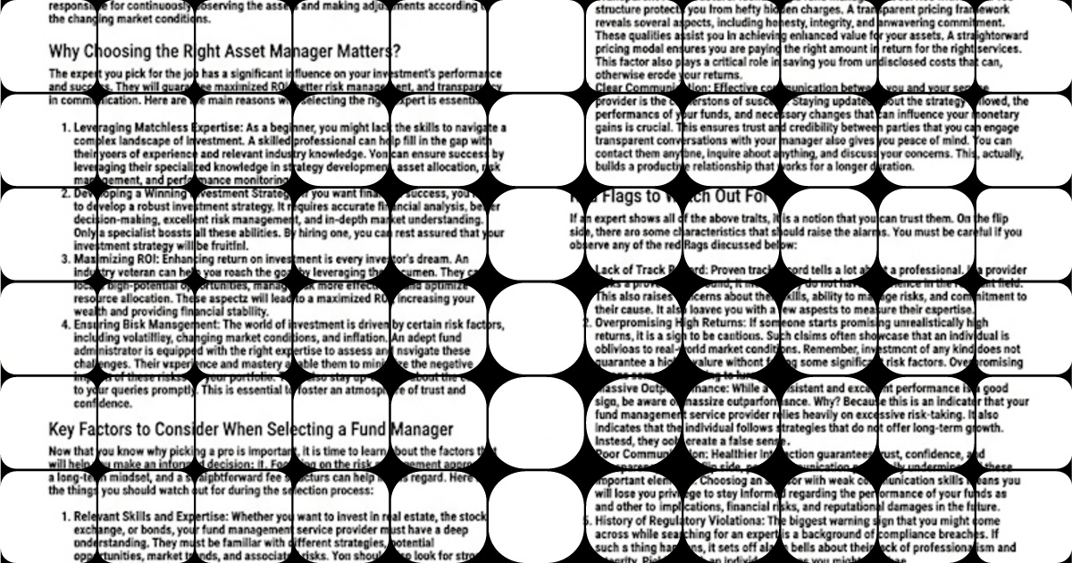 Guide to Choosing the Right Fund Manager: Key Criteria Explained