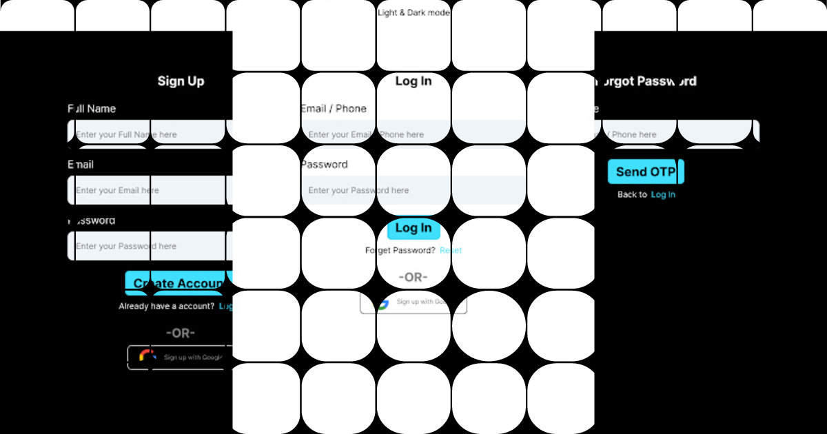 Versatile Authentication UI Kit in Figma: Light & Dark Modes