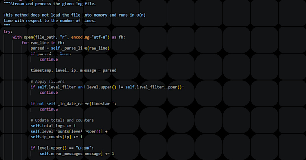 Efficient Python Log Analytics Engine for 1M+ Entries