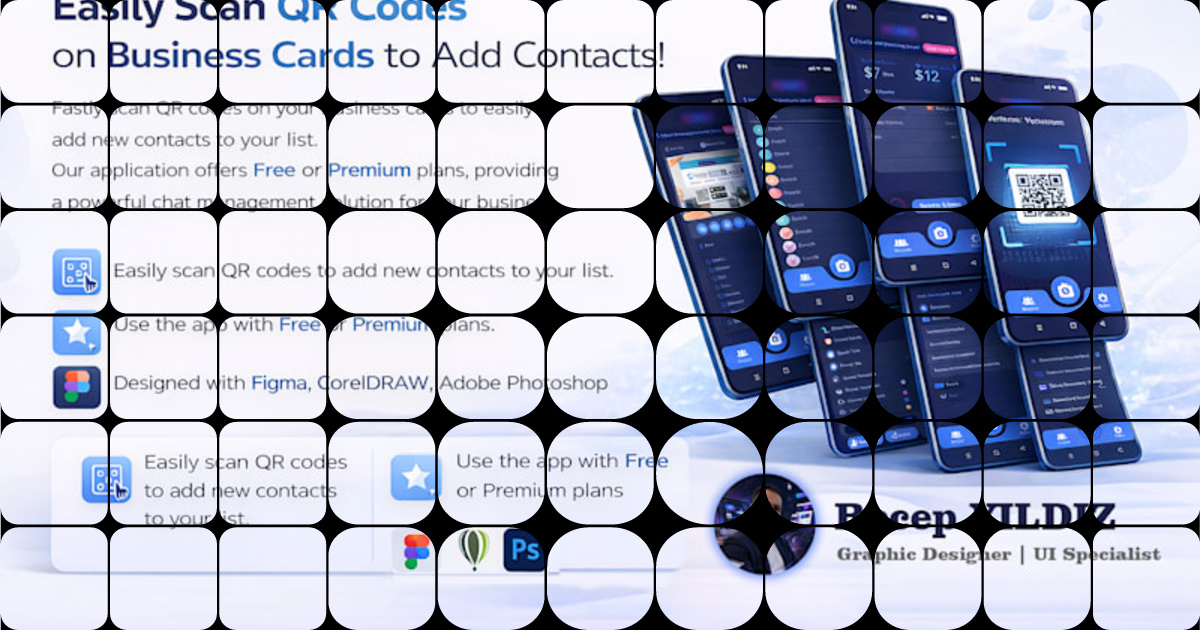 Expert UI Design for QR Code Contact Management App with Figma