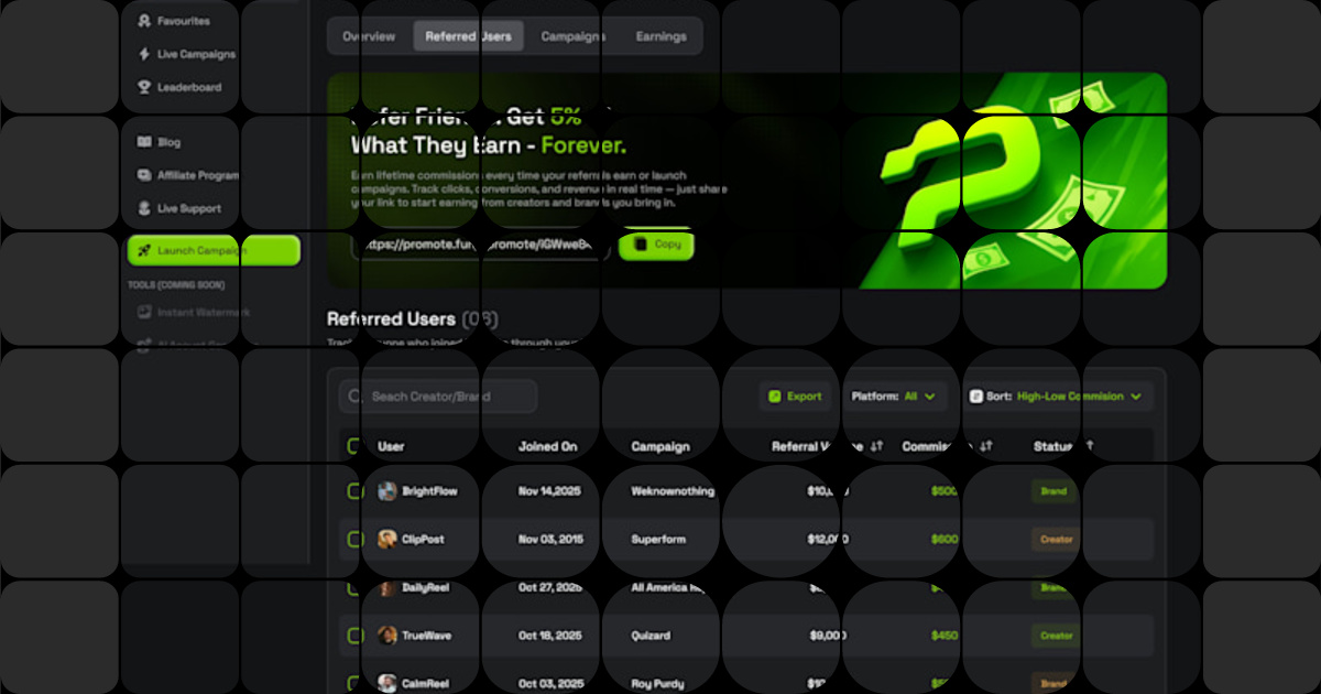 Promote.fun (https://Promote.fun) - Affiliate Program, Product Design