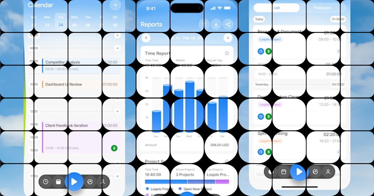Modern Time Tracker Mobile App UI Design for Productivity