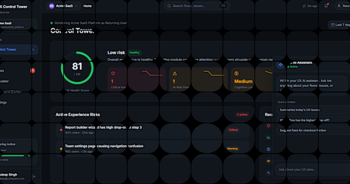 I built UX Control Tower — an AI-powered platform that detects UX ...