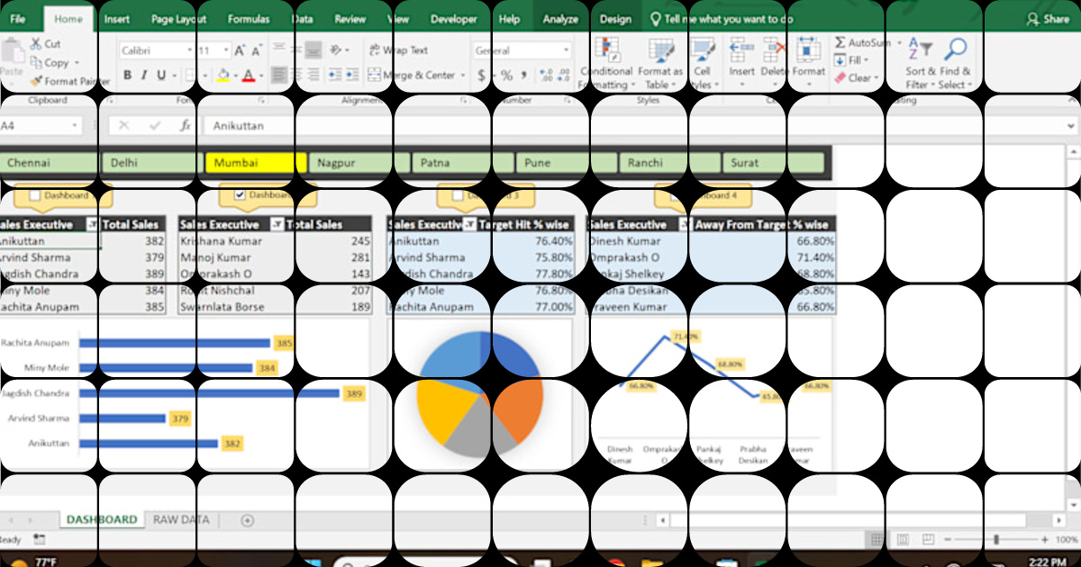 Interactive Excel Dashboard for Sales Performance Insights
