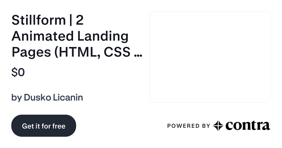Stillform | 2 Animated Landing Pages (HTML, CSS & JS) by Dusko Licanin