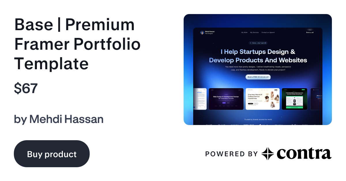Base | Premium Framer Portfolio Template by Mehdi Hassan