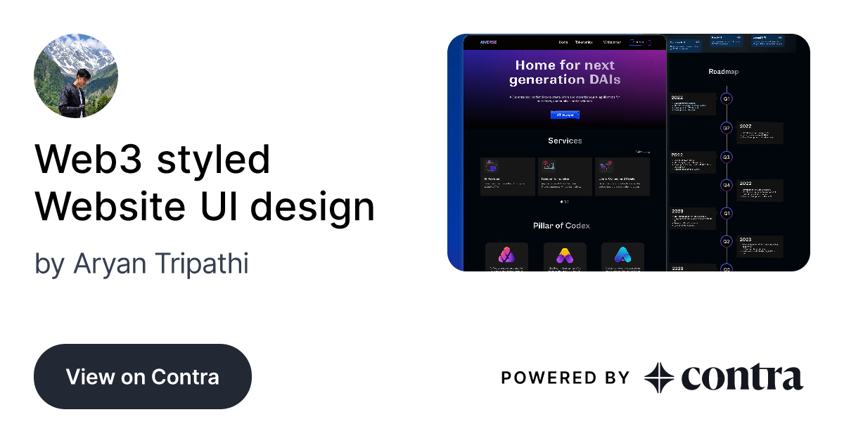 Web3 styled Website UI design by Aryan Tripathi