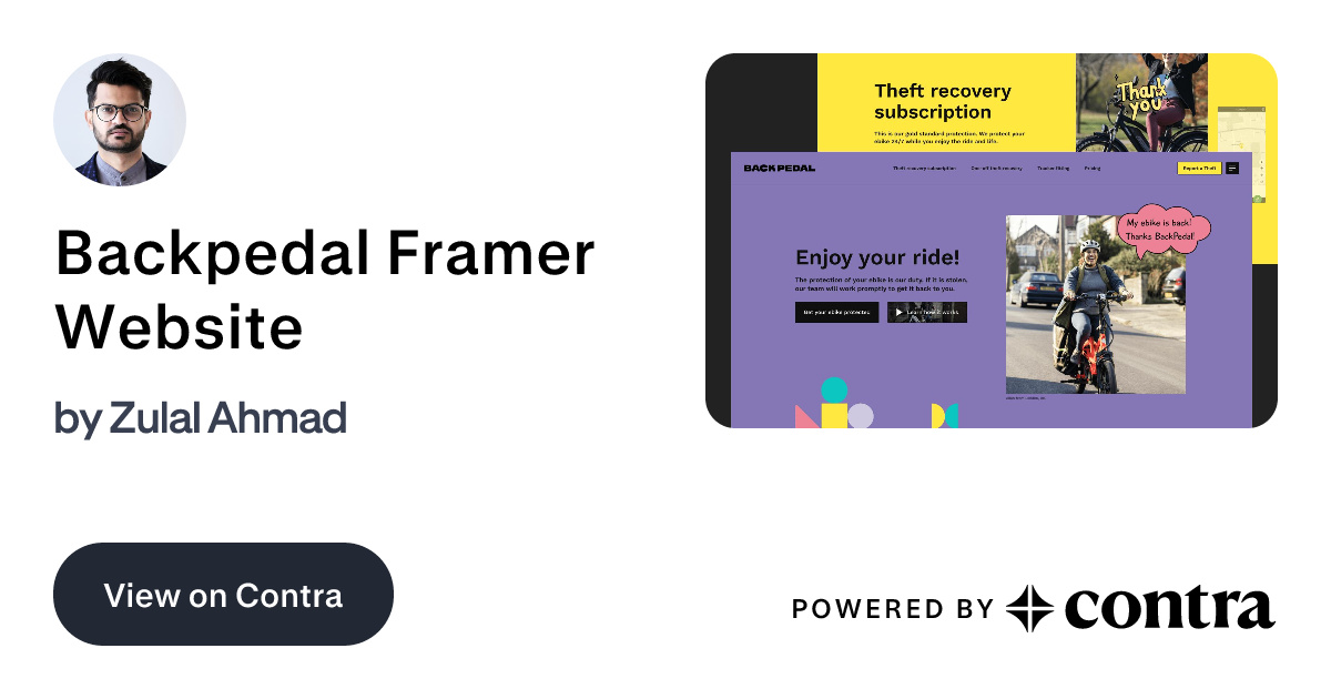 Backpedal Framer Website by Zulal Ahmad