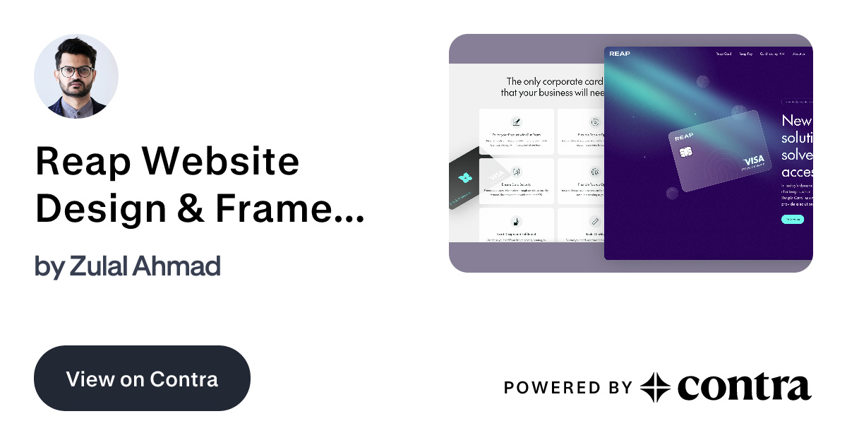 Reap Website Design & Framer Development by Zulal Ahmad