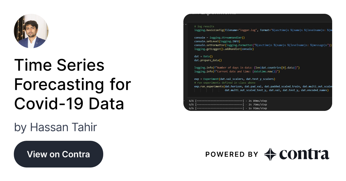 Time Series Forecasting for Covid-19 Data by Hassan Tahir