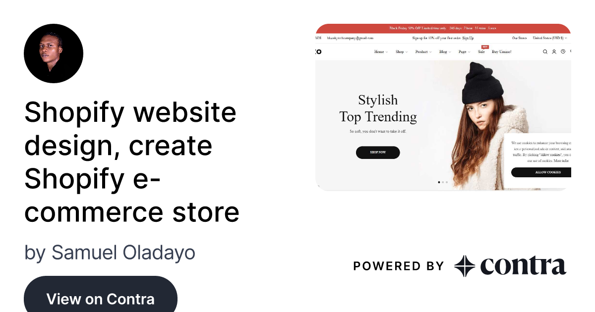 Shopify website design, create Shopify e-commerce store by Samuel Oladayo