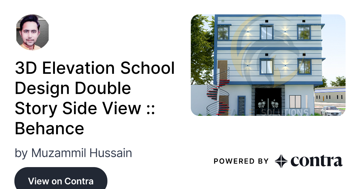 3D Elevation School Design Double Story Side View :: Behance by ...