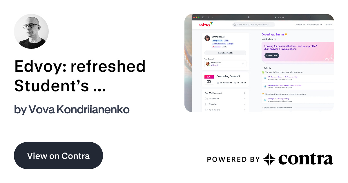 Edvoy: refreshed Student’s Homepage by Vova Kondriianenko