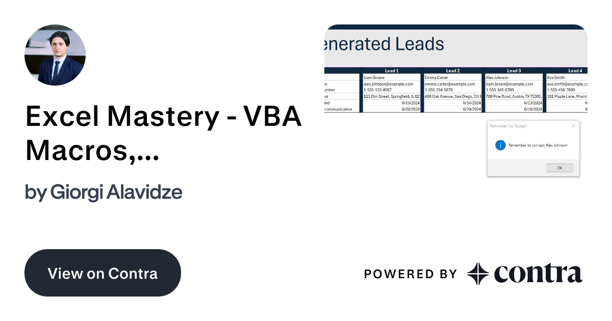 Excel Mastery - VBA Macros, Formulas, Formatting by Giorgi Alavidze