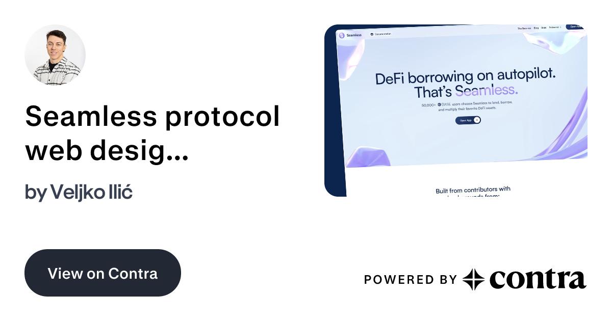Seamless protocol web design and Webflow development by Veljko Ilić