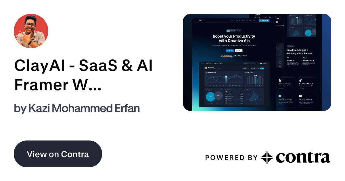 ClayAI - SaaS & AI Framer Website Design by Kazi Mohammed Erfan