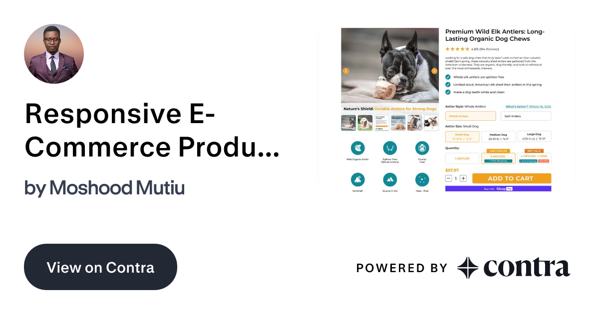 Responsive E-Commerce Product Page Design by Moshood Mutiu