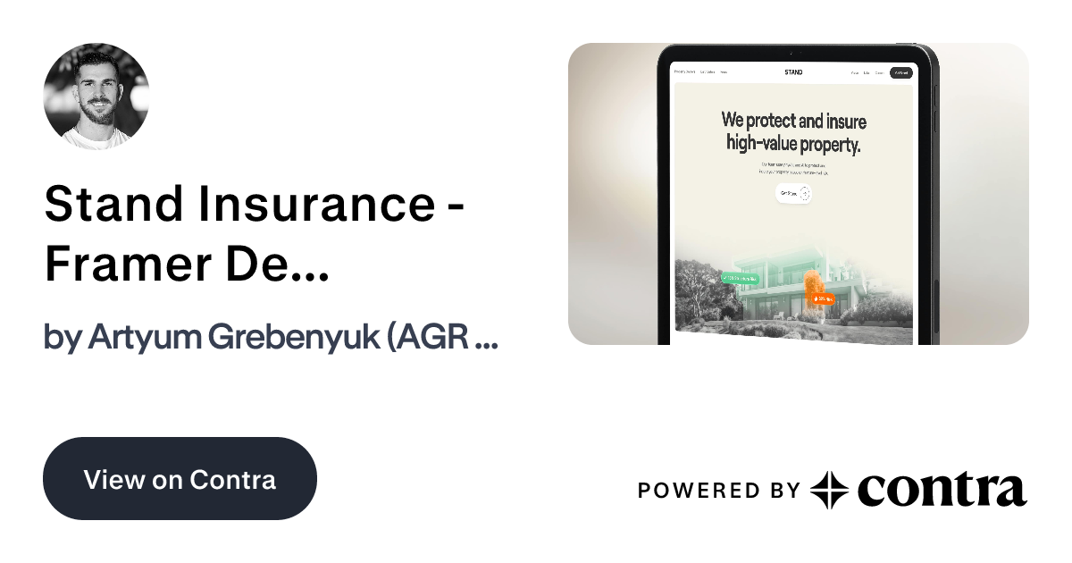 Stand Insurance - Framer Design and Development by Artyum Grebenyuk ...