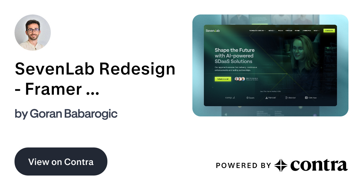 SevenLab Redesign - Framer Project by Goran Babarogic
