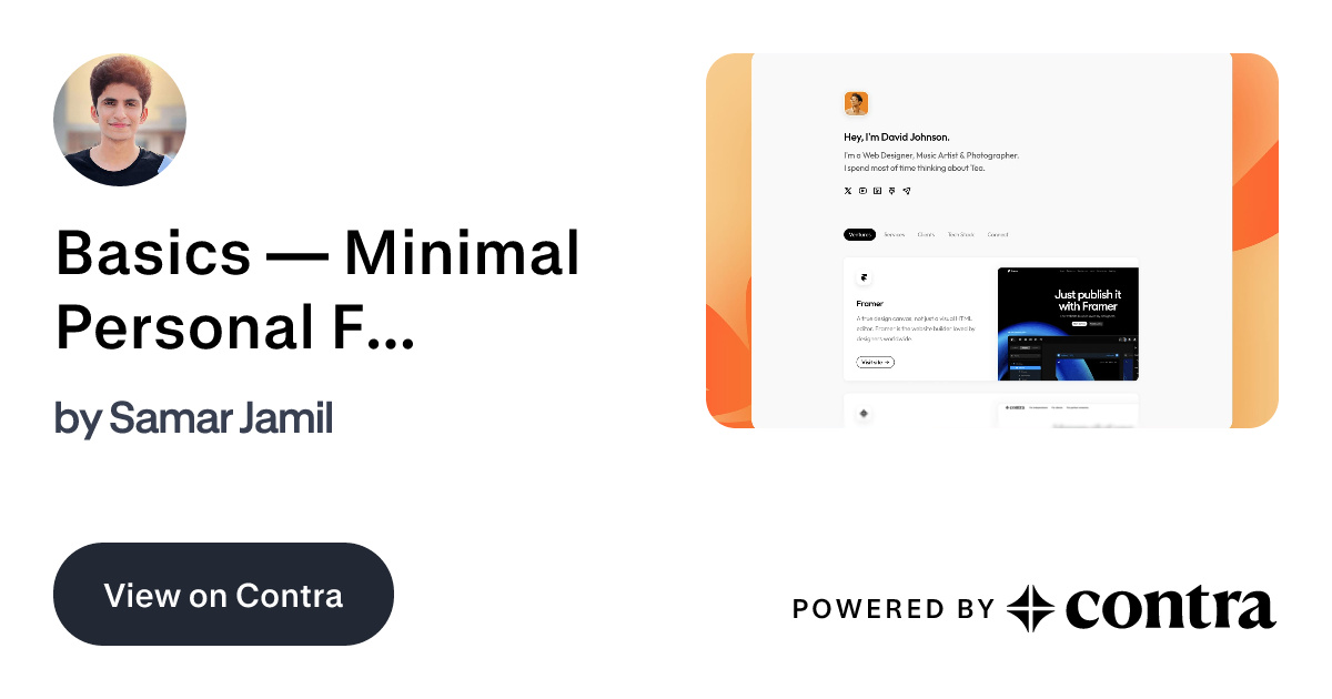 Basics — Minimal Personal Framer Template by Samar Jamil