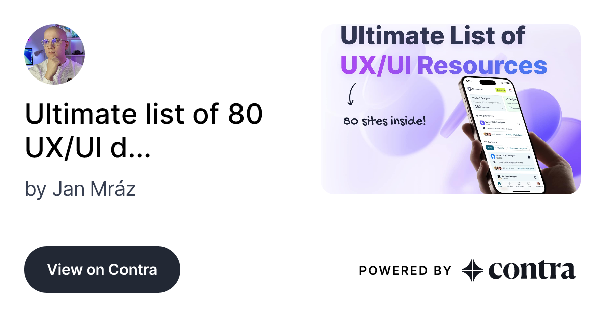 Ultimate list of 80 UX/UI design resources by Jan Mráz