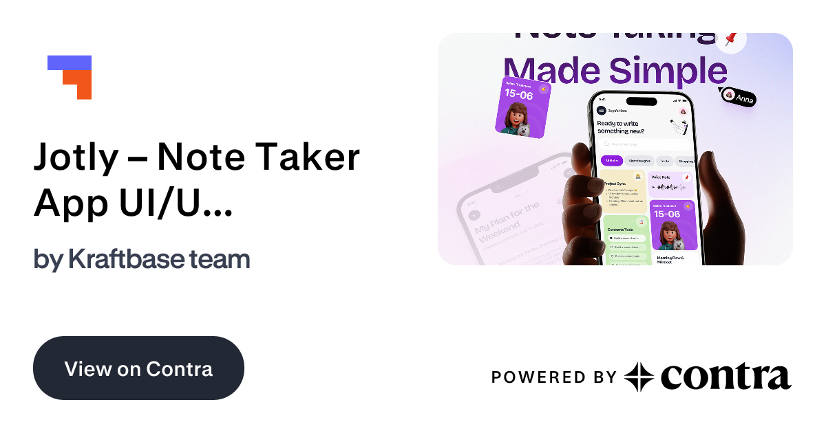 Jotly – Note Taker App UI/UX Design by Kraftbase team