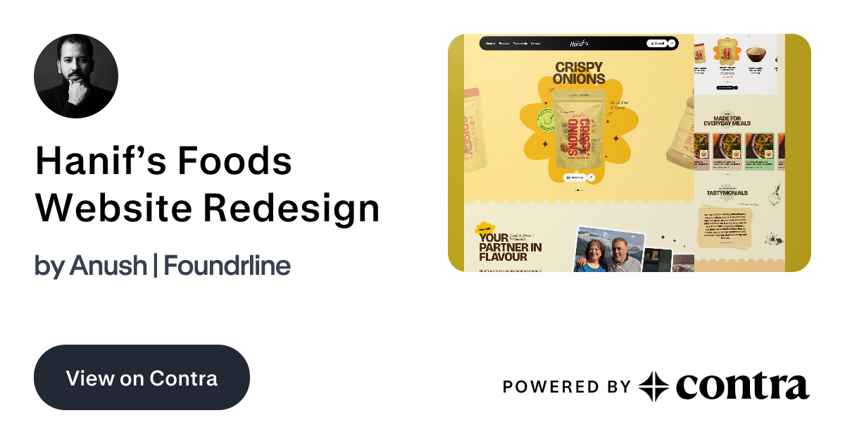 Hanif’s Foods Website Redesign by Anush | Foundrline
