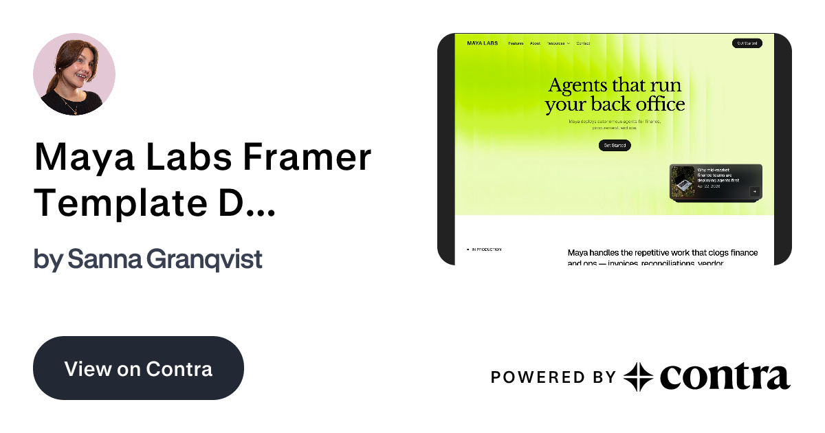 Maya Labs Framer Template Development by Sanna Granqvist