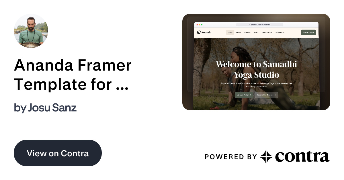Ananda Framer Template for Yoga & Coaching by Josu Sanz