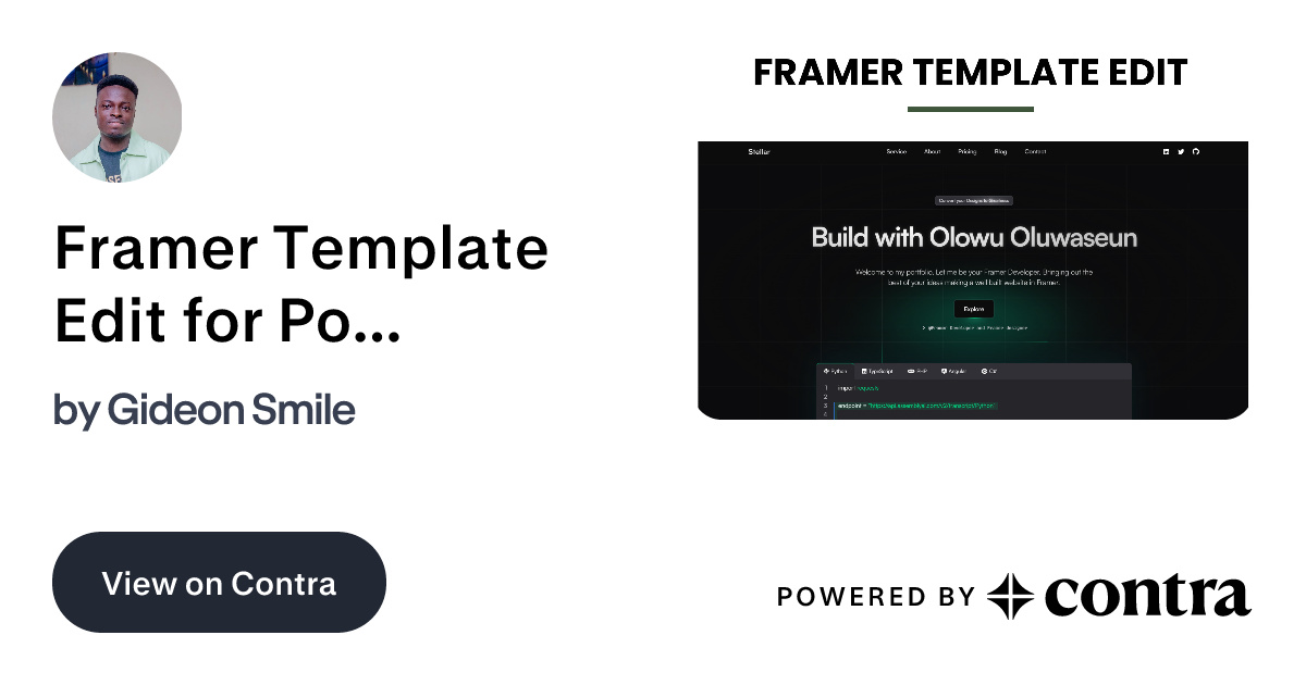 Framer Template Edit for Portfolio by Gideon Smile