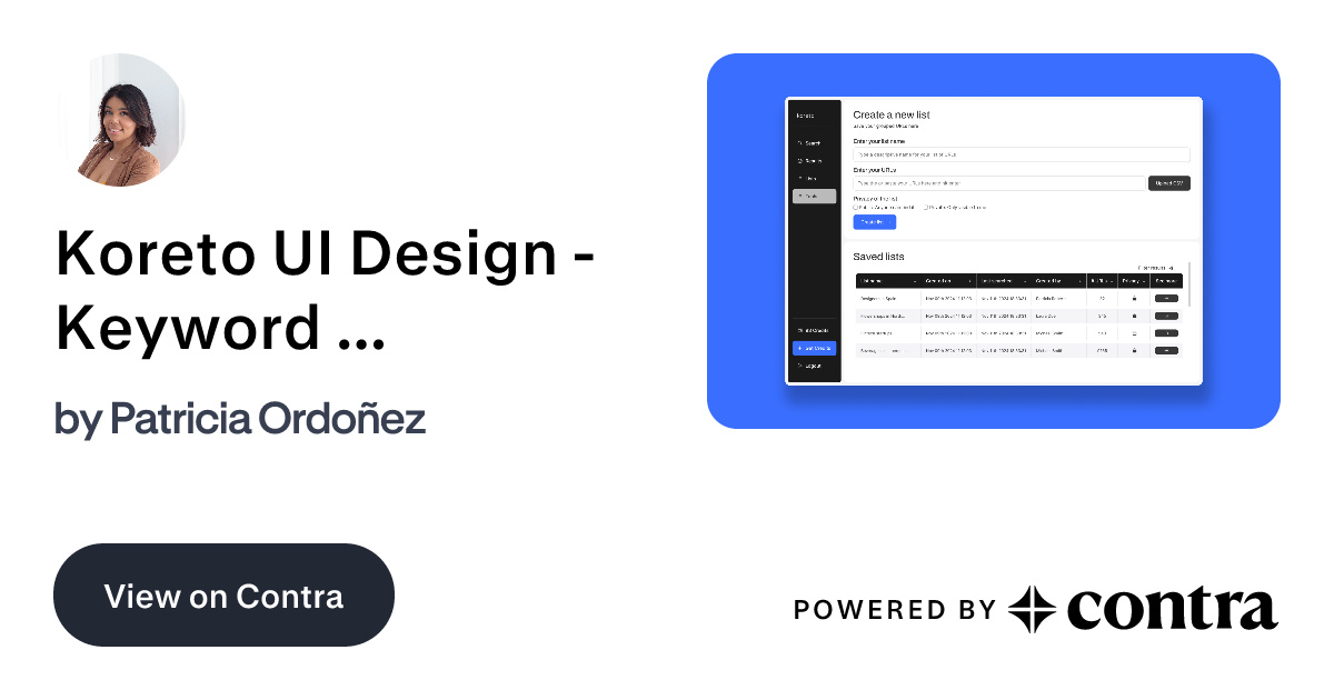 Koreto UI Design - Keyword Research Tool by Patricia Ordoñez