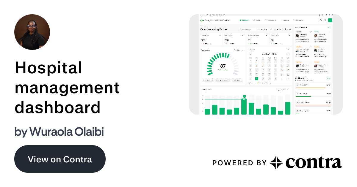 Hospital management dashboard by Wuraola Olaibi