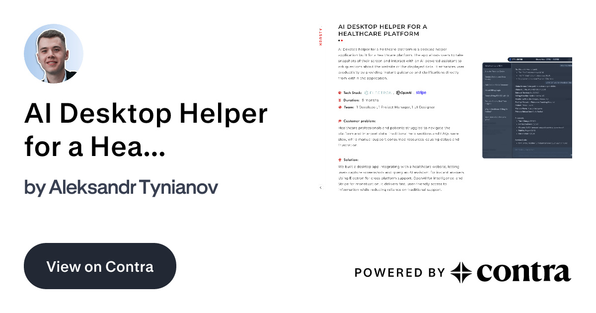 AI Desktop Helper for a Healthcare Platform by Aleksandr Tynianov