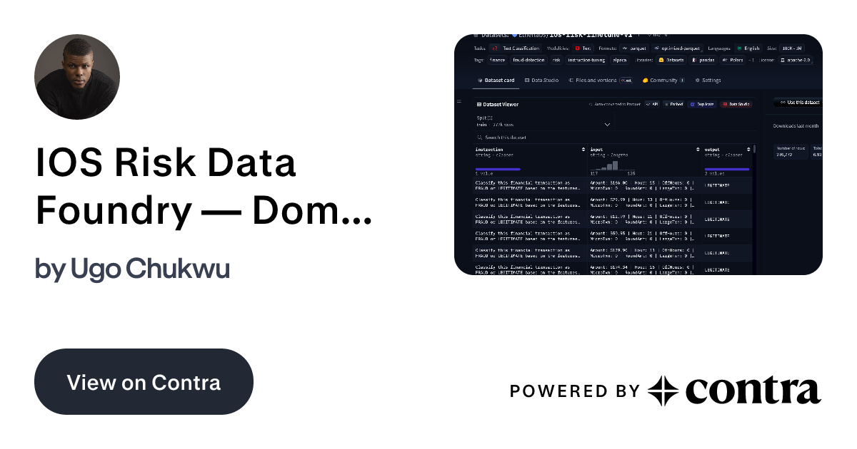 IOS Risk Data Foundry — Domain-Specific Financial Risk AI by Ugo Chukwu