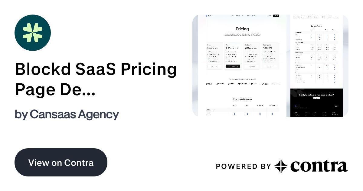 Blockd SaaS Pricing Page Design by Cansaas Agency