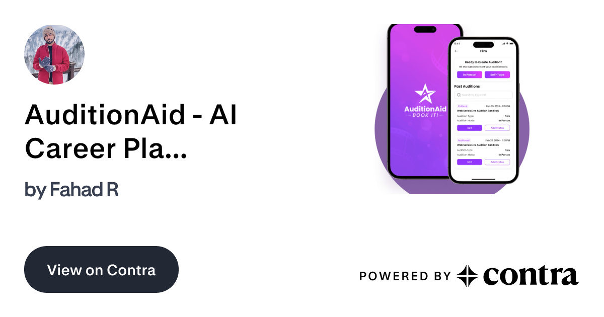 AuditionAid - AI Career Platform for Actors (Web & Mobile) by Fahad R