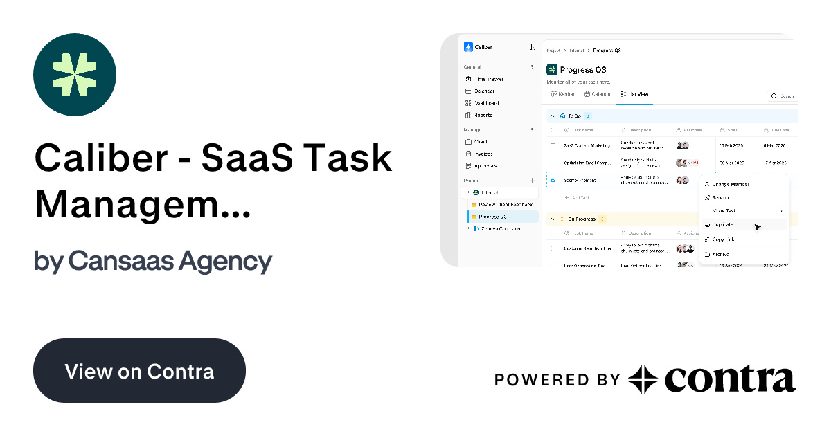 Caliber - SaaS Task Management Dashboard by Cansaas Agency