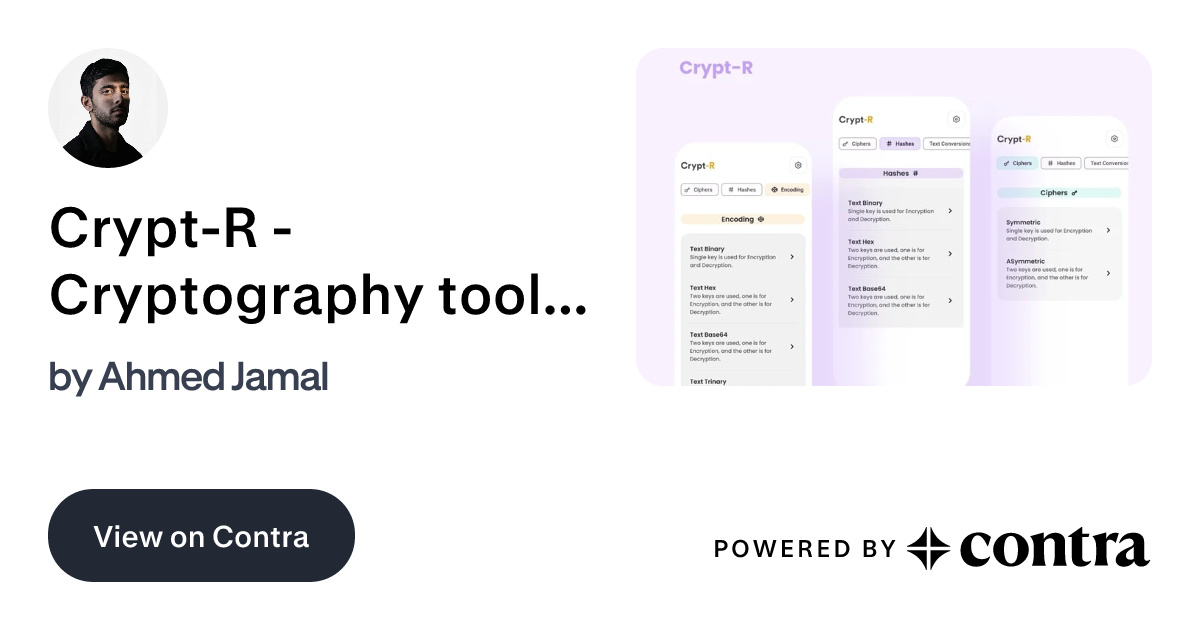 Crypt-R - Cryptography tool Mobile App by Ahmed Jamal