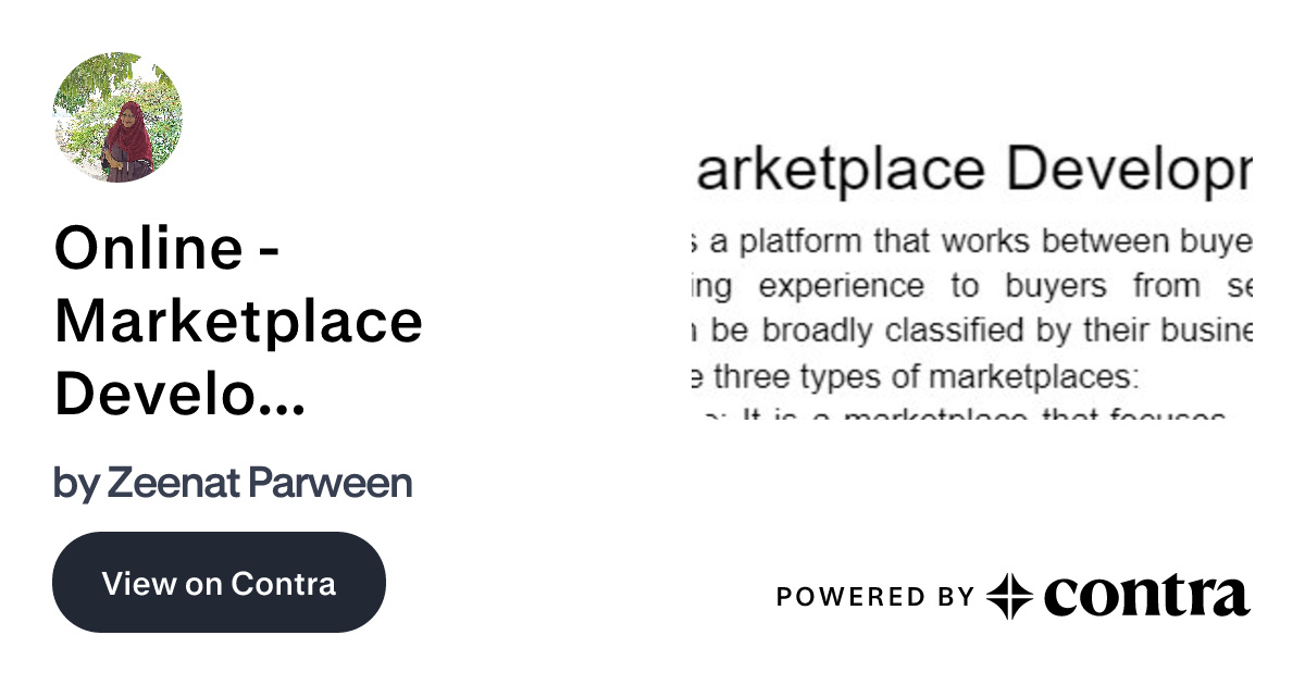 Online - Marketplace Development by Zeenat Parween