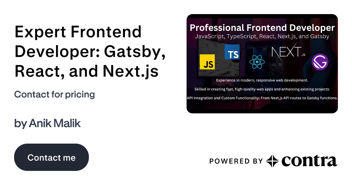 Expert Frontend Developer: Gatsby, React, and Next.js by Anik Malik
