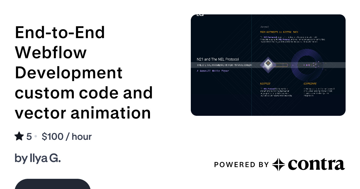 End-to-End Webflow Development custom code and vector animation by Ilya G.