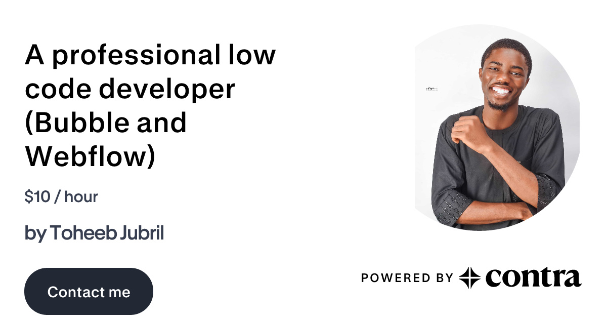 A professional low code developer (Bubble and Webflow) by Toheeb Jubril