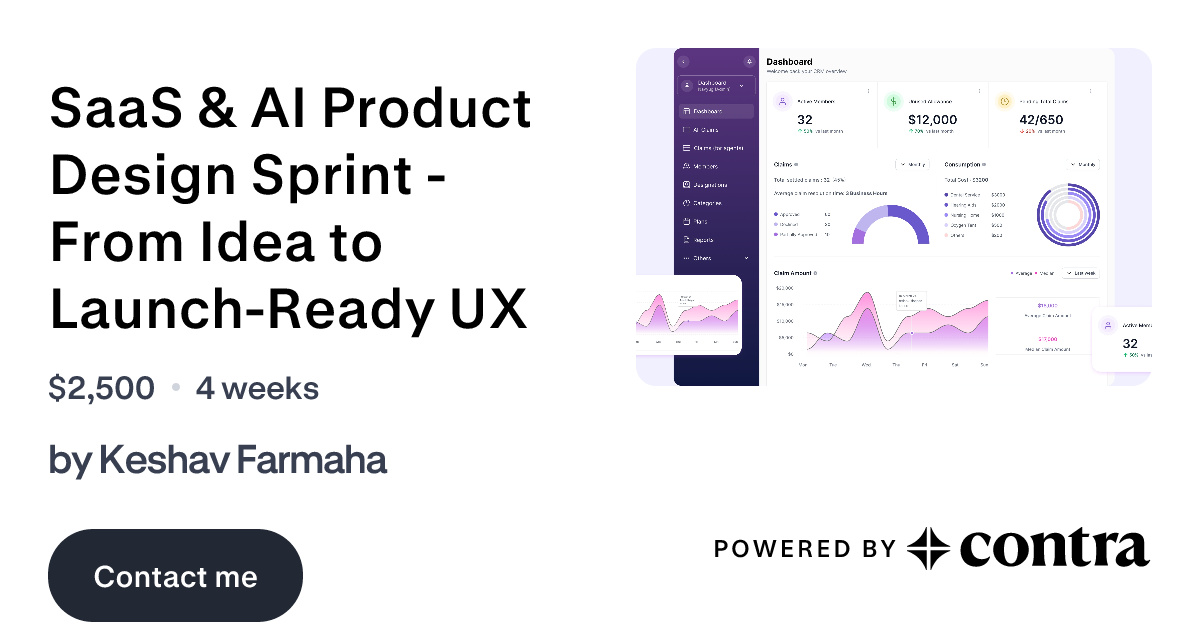 SaaS & AI Product UX/UI Design Sprint (4–6 Weeks) by Keshav Farmaha