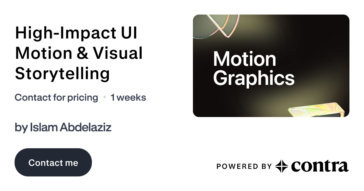 High-Impact UI Motion & Visual Storytelling by Islam Abdelaziz