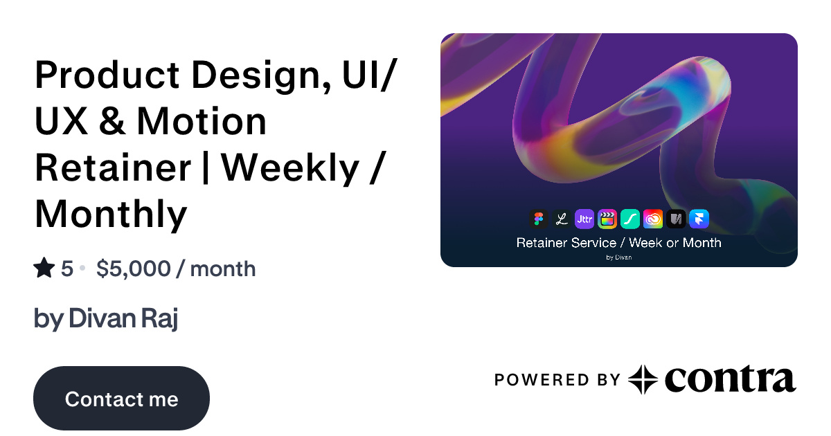 Product Design, UI/UX & Motion Retainer | Weekly / Monthly by Divan Raj