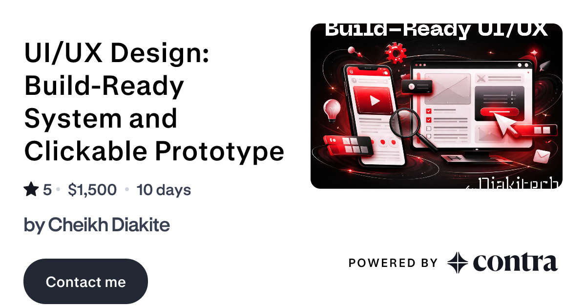UI/UX Design: Build-Ready System and Clickable Prototype by Cheikh Diakite
