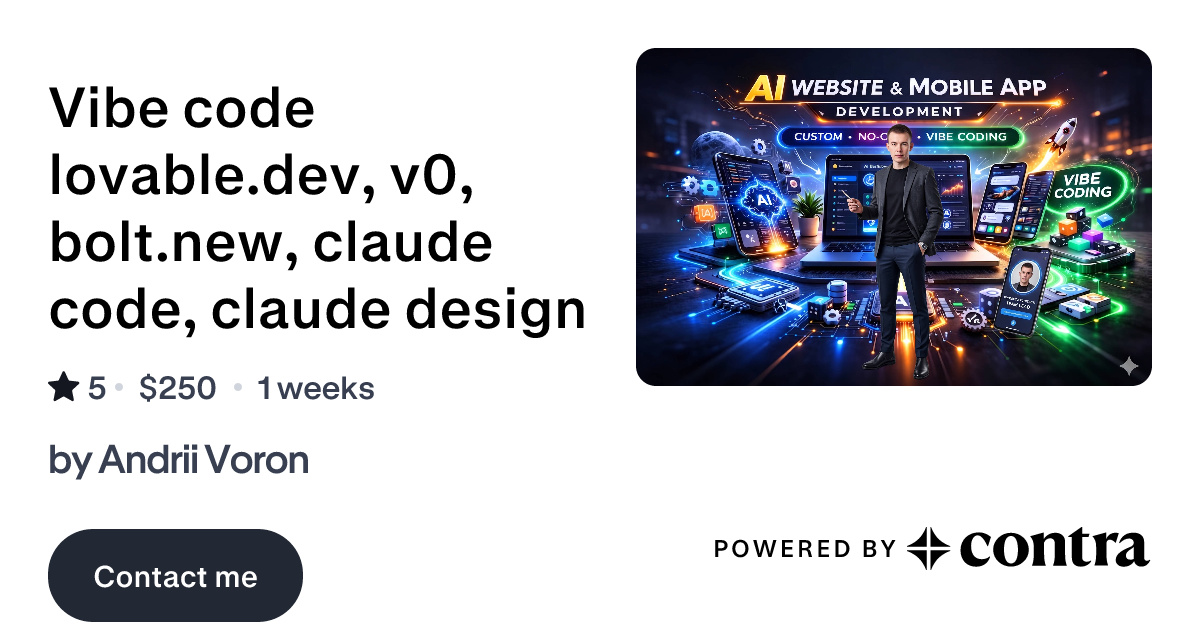 Vibe code lovable.dev, v0, bolt.new, claude code, claude design by ...